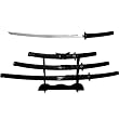 Black Stealth Ninja Samurai 3 Pc Sword Set With Stand