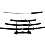 Black Stealth Ninja Samurai 3 pc Sword Set with Stand