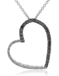 Sterling Silver White Diamond Heart Pendant Necklace (1/10cttw, IJ Color, I2-I3 Clarity), 18"