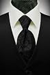 Tuxedo Vest - Black Solid Satin with Coordinating Tapestry Tie