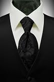 Tuxedo Vest - Black Solid Satin with Coordinating Tapestry Tie