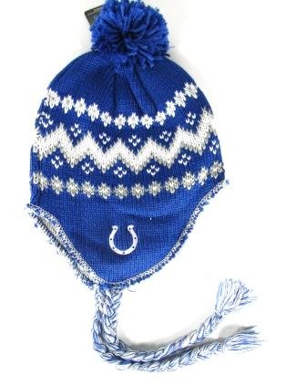Indianapolis Colts Womens Braided Tassel Knit Beanie Hat