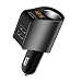 Car Charger Extension Cigarette Lighter Adapter,Socket Splitter with 3 USB and Voltage Meter,Compatible for iPhone 8/7/X/6S/XR,iPad,Samsung Galaxy S9/S8,iPad,GPS,Android Phone (Black)
