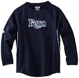 MLB Boys' Tampa Bay Rays Long Sleeve Crew Neck Thermabase Tech Fleece Pullover (Pro Navy/Pro White, Small)