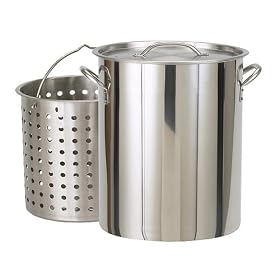 Bayou Classic 1122 122-Qt. Stainless Steel Stockpot with Boil Basket by 