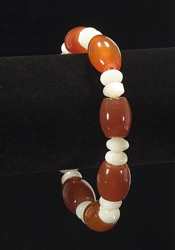 Carnelian Mother of Pearl Bracelet Stone Rock Jewelry