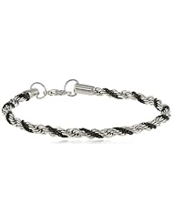 Stainless Steel Rope Chain with IP Black Plated Box Bracelet, 8"