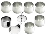 chg Set 245-06-60 Dessert- Speiseringset Ring, 8-tlg. 6 Dessertringe d = 7,5 cm, Höhe: 5,5 cm 1 Stamper 1 Heber