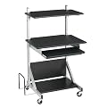 Adjustable Sit/ Stand Mobile Workstation - Black/ Silver