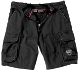 Ultra Force Black Vintage Paratrooper Cargo Shorts, Medium