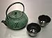 Japanese Cast iron Tea Pot Cup Set Green Bamboo