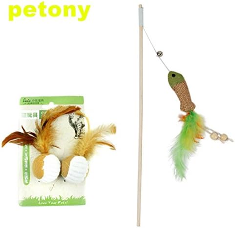Petony 2 Balls Feather Teaser and Exerciser For Cat and Kitten - Cat Toy Interactive Cat Wand