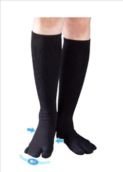 カサハラ式 あしやせ天国テーピング靴下（3本指タイプ）【黒22-24】/足裏ｱｰﾁをｻﾎﾟｰﾄするﾃｰﾋﾟﾝｸﾞ機能と強力な着圧機能付