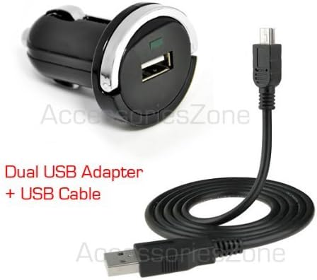 For TomTom XXL 550 TM / XXL 535T / 550 M GPS Vehicle Power Car Charger Adapter + USB Data Charging Cable
