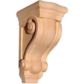 12-3/8"h X 5-1/4"w X 4-1/2"d - Extra Large White Hardwood Corbels