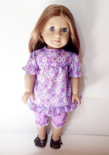 Purple Floral Shirt, Pants, and Black Shoes for American Girl/Madame Alexander/Other 18 Inch Dolls