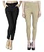BuyNewTrend Black & Beige Side Button Jegging For Women/Girls (Pack of 2) RS.599.00