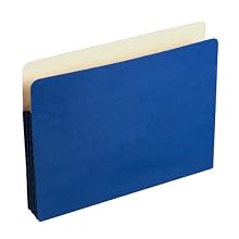 Wilson Jones Colorlife Recycled (50%) Expanding File Pockets, Letter Size, 3-1/2" Expansion, Dark Blue, 25/box, WCC64BL