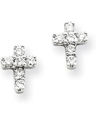 14k White Gold Diamond Cross Earrings. Carat Wt- 0.14ct. Metal Wt- 1g