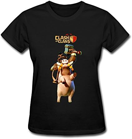 SUYU Women's Clash Clans Hog Rider Cotton Round Collar T Shirt,XS,Black