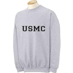 USMC Athletic Marines Crewneck Sweatshirt - Military Style Crewneck Sweatshirt in Gray