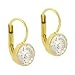 24k Gold vermeil Diamond cz round Lever Back Earrings