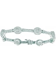 1.75 Carat Diamond Oval Cluster Round Bracelet 14K White Gold
