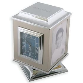 Pedestal Silver Plated with Thermometer and Two Picture Frames by Simple Luxuries