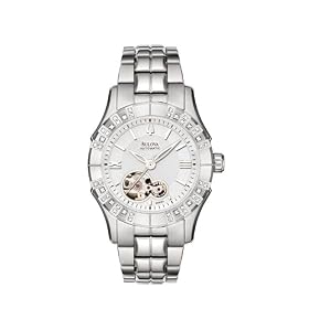 Bulova Ladies Mechanical Hand-Wind Automatic White Dial Watch #96R123