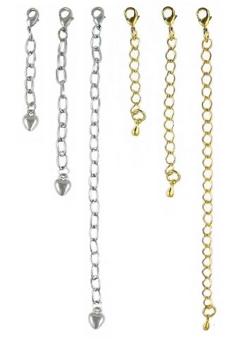 Necklace Bracelet Extender Set ~ 1", 2" and 4" in Gold and Silver Tone - 6 Pcs Total (FB209)