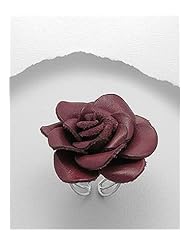 Brown Rose Leather Ring In Zinc