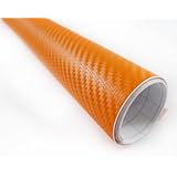 3D Orange Carbon Fiber Texture Vinyl Wrap Sticker Decal Film Sheet - 24"X60"