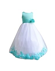 Girls Tea Length Flower-Girl Dress  With a Sash 