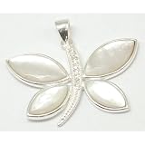 925 Silver Mother of Pearl DragonFly Pendant, 18 Chain