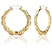 14K Gold Plated Hollow Round Bamboo Hoop Earings. 7 Different Sizes from .75