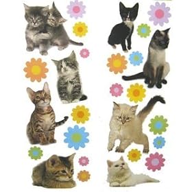 Two Fun Time Kitten Wall Stickers Sold As a Set