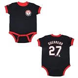 MLB Texas Rangers Guerrero #27 Baby / Infant One-Piece Bodysuit / Romper / Onesie - Blue & Red (Size: 6/9)