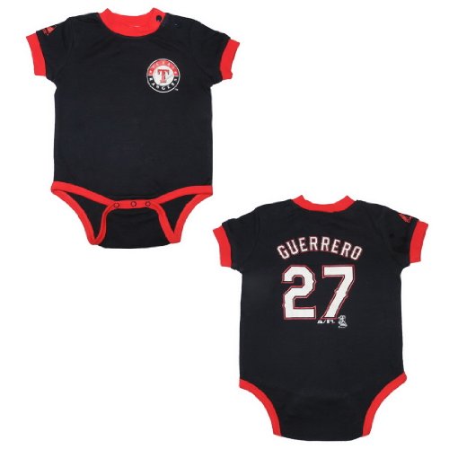 MLB Texas Rangers Guerrero #27 Baby / Infant One-Piece Bodysuit / Romper / Onesie - Blue & Red (Size: 24)
