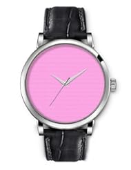 SPRAWL Aanalog Fashion Series Silver Ladies Watches of Genuine Black Leather Strap,Unique Wrist Watch for Women Girls Designed with Pink rodlets