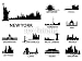 Wallmonkeys Peel and Stick Wall Decals - Vector World City Skylines - Removable Graphic