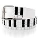 GENUINE LEATHER WHITE PIANO STUDDED SNAP ON BELT WITH A DETACHABLE BUCKLE WILL FIT ANY BUCKLE