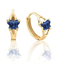 Bfly® Girls 10k Gold September Birthstone CZ Butterfly Hinged Earrings