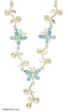 Necklace, 'Butterfly Rose' 1.8 W 17.7 L