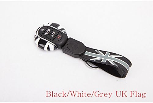 MJACK Key Case Cover Shell w/ Lanyard for 2014~ BMW MINI Cooper F56 F55 Smart Key- black UK Pattern