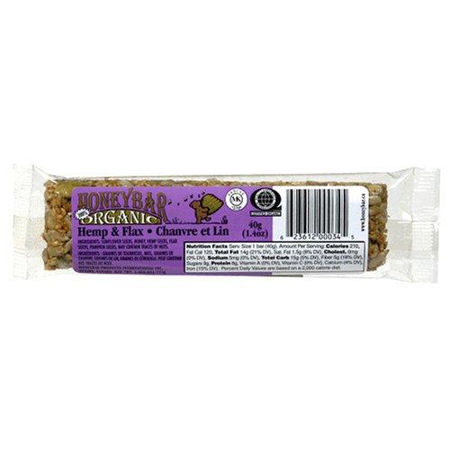 HoneyBar, 100% Organic, Hemp & Flax, 1.4-Ounce Bars (Pack of 12) by HoneyBar