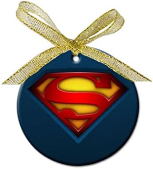 Superman logo Custom Porcelain Christmas Ornament (Round) - ToRocer Round Ornament