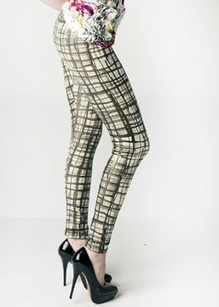 Green Painted Plaid Liquid Leggings Size Small/medium
