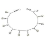 Valentine Gift Sterling Silver Rainbow Gemstone Anklets Pair 10 Inches (ganklt044b)