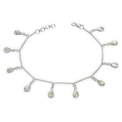 Rainbow Gemstone Ankle Bracelets Pair Sterling Silver Jewelry 9.75 Inches (ganklt044a)