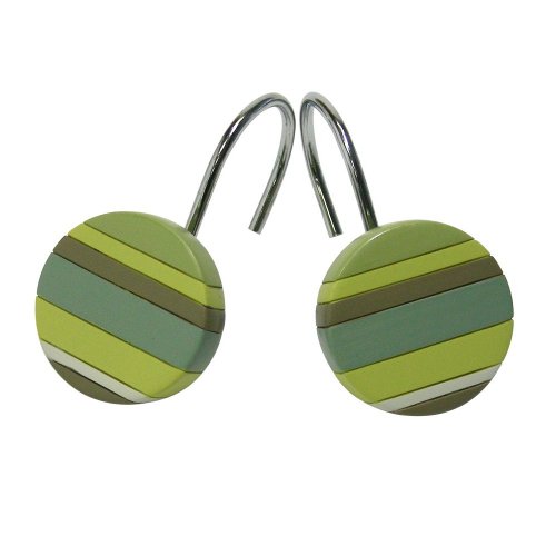 Palm Beach Stripe Resin Shower Hooks - Green